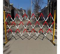 Valla retráctil de 1,2 x 2,5 m, flexible, para control de multitudes con ruedas, valla de aislamiento de seguridad industrial, en rojo y blanco, para eventos, construcción, uso al aire libre