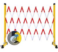 Valla retráctil para entrada de vehículos, barrera de tráfico extensible, barrera de seguridad plegable móvil con ruedas, puerta de tijera metálica para exteriores, barricada retráctil indus