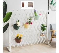 Valla telescópica de madera para jardín para perros, marco de escalada grueso, pantalla decorativa para interiores, fácil instalación y elegante barrera para mascotas