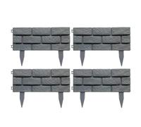 Vallado de Jardín - 4 Paneles Efecto Piedra Resistentes a la Intemperie DIY - Vallas Decorativas para Paisajismo | para Patio Exterior Senderos Caminos Balcón Parterre Césped