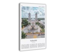 Valladolid - Póster fotográfico real de Valladolid con impresión a color, póster de viaje, regalo de Yucatán, México, viajes de ciudades mínimas, lienzo decorativo, marco de 50,8 x 76,2 cm