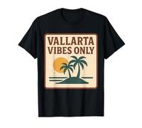 Vallarta Vibes Only Tropical Beach con palmeras y puesta de sol Camiseta