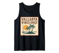 Vallarta Vibes Only Tropical Beach con palmeras y puesta de sol Camiseta sin Mangas