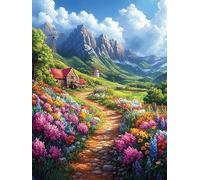 Valle de montaña con sendero floral Rompecabezas 500 Piezas Cartón Para Niños Mayores 14 Años Cuento de hadas de acompañamiento mágico Tiempo Libre Actividad Antiestrés Más Vendido Detalle Único Origi