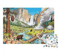 Valle de Yosemite: un paraíso de cascadas Puzzle De Madera Impermeable Puzzles De 1000 Piezas Regalos para Adultos Desafiante Y Estimulante Rompecabezas Juegos Desafiantes