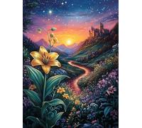 Valle Encantado al Atardecer Puzzles 300 Piezas Maquetas 3D Construir Sin Pegamento Animales Salvajes y domésticos Rompecabezas Educativo para Familia Desafío Intelectual Decoración Hogar 300 PCS