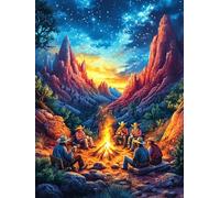 Valle montañoso al Atardecer Puzzles 500 Piezas Maquetas 3D Construir Sin Pegamento Animal Lindo de Cuento de Hadas Rompecabezas Educativo para Familia Desafío Intelectual Decoración Hogar 500 PCS