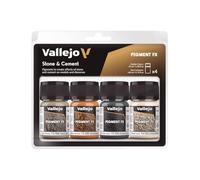 Vallejo 73192 Pigmentos - Colores Acrílicos, Piedra y Cemento, 35 ml, 4 uds