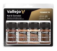Vallejo Pigment FX Set de Pigmentos Efectos Óxido y Corrosión. Kit de 4 Colores Sintéticos de 35 Ml con un Tutorial para Simular Oxidación y Corrosión en Maquetas y Dioramas