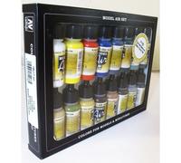 Vallejo Basic Colors: Juego de pintura acrlica para aergrafo 16 para modelo y hobby 71178 negro 0,57 onzas lquidas (paquete de 16)