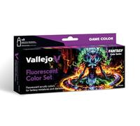 Vallejo Game Color Set de Pintura Acrílica Fluorescente (Fluorescent Color Set). Kit de 8 Colores de Alta Intensidad en Botellas de 18 ml para Miniaturas de Fantasía, Sci-fi y Wargames