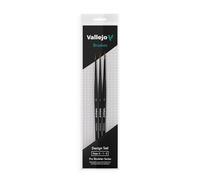Vallejo - Juego de diseño Pro Modeler | Kit de Pinceles para Pasatiempos | Cerdas sintéticas marcadas | Tamaños 0, 1 y 2 | Asas de Madera Ligeras y ergonómicas | Ideal para Trabajos de Detalles