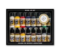 Vallejo Model Color Set de Pintura Acrílica Colores Básicos. Kit de 16 Colores de Acabado Mate para Aerógrafo en Botellas de 18 Ml con Cuentagotas para Aviones de la I y II Guerra Mundial