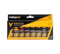 Vallejo Model Color Set de Pintura Acrílica Colores Básicos. Kit de 8 Colores de Acabado Mate para Aerógrafo en Botellas de 18 Ml con Cuentagotas para Modelismo y Maquetas