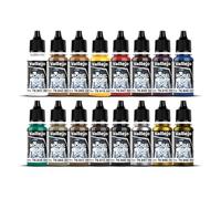 Vallejo Model Color Set de Pintura Acrílica Colores Edad Media. Kit de 16 Colores de Acabado Mate en Botellas de 18 Ml con Cuentagotas y Una Carta de Colores para Modelismo, Maquetas y Dioramas