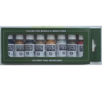 Vallejo Model Color Set de Pintura Acrílica Metallic Colors Kit de 8 Colores de Acabado Metalizado en Botellas de 18 Ml con Cuentagotas y una Carta de Colores para Modelismo y Maquetas.