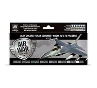 Vallejo Model Color Set de Pintura Acrílica USAF Colors Grey Schemes. Kit de 16 Colores de Acabado Mate para Aerógrafo en Botellas de 18 Ml para Pintar Esquemas Grises de los Aviones de la USAF