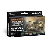 Vallejo Model Color Set de Pintura Acrílica WWII American Armour & Infantry. Kit de 6 Colores de Acabado Mate en Botellas de 18 Ml para Pintar la Armada Norteamericana de la Segunda Guerra Mundial