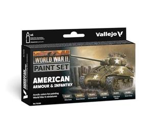 Vallejo Model Color Set de Pintura Acrílica WWII American Armour & Infantry. Kit de 6 Colores de Acabado Mate en Botellas de 18 Ml para Pintar la Armada Norteamericana de la Segunda Guerra Mundial