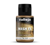 Vallejo Model Wash Pintura Acrílica Dark Khaki Green Para Aplicar efectos de Sombras y Luces, 35 ml. de Forma Fácil y Rápida para Modelismo y Figuras