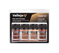 Vallejo Pigment FX Set de Pigmentos Efectos Óxido y Corrosión. Kit de 4 Colores Sintéticos de 35 Ml con un Tutorial para Simular Oxidación y Corrosión en Maquetas y Dioramas