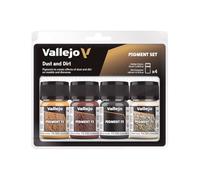 Vallejo Pigment FX Set de Pigmentos Efectos Polvo y Suciedad. Kit de 4 Pigmentos Sintéticos de 35 Ml con un Tutorial para Simular Efectos de Polvo, Suciedad y Barro en Maquetas y Dioramas