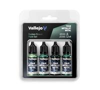 Createx Vallejo Pintura True Metallic Dusken Green – Set de 4 colores (Base, Light, Shade, Airbrush)