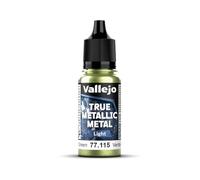 Vallejo Pintura True Metallic Metal 115 Amber Green, Acabado Luminoso, Ideal para Pincel, 18 ml, Mezclable para Degradados Suaves
