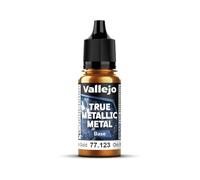 Vallejo Pintura True Metallic Metal 123 Imperial Gold, Efecto Metálico, Alto Poder de Cubrición, Aplicación a Pincel, Botella de 18 ml con Cuentagotas
