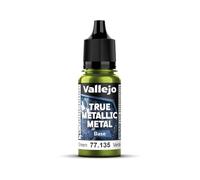 Vallejo Pintura True Metallic Metal 135 Amber Green, Efecto Metálico, Alto Poder de Cubrición, Aplicación a Pincel, Botella de 18 ml con Cuentagotas