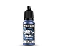 Vallejo Pintura True Metallic Metal 170-18ml Ultramarine Blue, Formulación para Aerógrafo, Acabado Homogéneo y Alta Intensidad de Color, Sin Dilución Necesaria