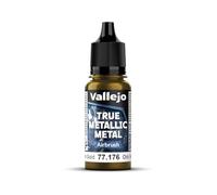 Vallejo Pintura True Metallic Metal 176-18ml Greenish Gold, Formulación para Aerógrafo, Acabado Homogéneo y Alta Intensidad de Color, Sin Dilución Necesaria