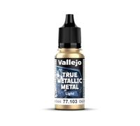 Vallejo Pintura True Metallic Metal 18ml Imperial Gold, Acabado Luminoso, Mezclable para Degradados, Aplicación a Pincel, Ideal para Modelismo y Manualidades