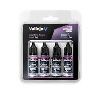 Createx Vallejo Pintura True Metallic Amethyst Purple – Set 4 (BASE, LIGHT, SHADE, AIRBRUSH) BSL