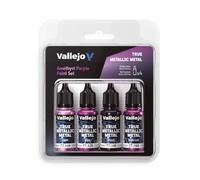Createx Vallejo Pintura True Metallic Amethyst Purple – Set 4 (BASE, LIGHT, SHADE, AIRBRUSH) BSL