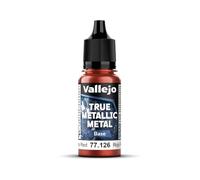 Vallejo Pintura True Metallic Metal Ruby Red 18 ml, Efecto Metálico, Alto Poder de Cubrición, Acabado Suave y Homogéneo, Ideal para Pincel, Mezclable para Nuevos Tonos