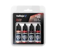 Createx Vallejo Pintura True Metallic Ruby Red - Set de 4 colores BSL (Base, Light, Shade, Airbrush)