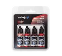 Vallejo Pintura True Metallic Metal Ruby Red Paint Set, 4 Colores para Pintura de Metales, BASE, LIGHT, SHADE y AIRBRUSH, Sistema BSL, Resultados Consistentes y Adaptables
