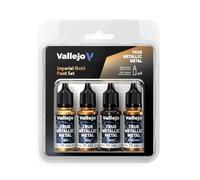 Createx Vallejo Pintura True Metallic - Set 4 colores (Base, Light, Shade, Airbrush) Imperial Gold