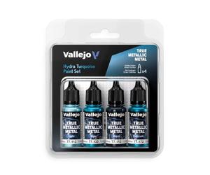 Vallejo True Metallic Metal - Set Verde Escarabajo - Pintura Acrílica Metalizada para Miniaturas - 4 Botes de 18 ml (Light, Base, Shade, Airbrush)