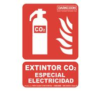 VALLEUNION P-148 Señal Extintor CO2 contra incendios fotoluminiscente, especial electricidad, homologada Clase B.