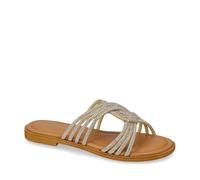Valleverde 12100 Chanclas de mujer con pedrería dorada, tacón grueso de 1 cm, suela de goma, dorado, 39 EU