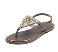 Valleverde 14121 Bronce Chanclas de tacón bajo para mujer piel con piedras, bronce, 41 EU