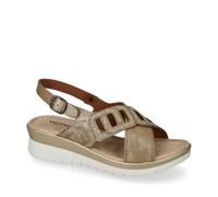 Valleverde 52106 Sandalias deportivas para mujer de piel sintética con tacón de cuña de 4 cm y suela de goma, bronce, 37 EU