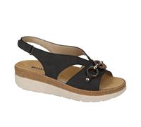 Valleverde 55622 Sandalias de mujer con cuña, correa trasera ajustable, hebilla decorativa, plantilla extraíble, Negro , 39 EU