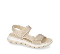 Valleverde 57110 Sandalias deportivas para mujer de lona, tacón de cuña de 3 cm, suela de goma, dorado, 38 EU
