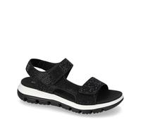 Valleverde 57110 Sandalias deportivas para mujer de lona, tacón de cuña de 3 cm, suela de goma, Negro , 37 EU