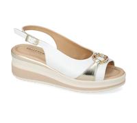 Valleverde Sandalias de mujer VGI300M de piel arena o blanco, zapatos casuales cómodos, ligeros y flexibles, ideales para primavera y verano, Color blanco., 36 EU