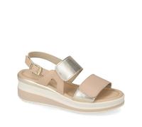 Valleverde Sandalias de mujer VGI301M de piel beige o platino, zapatos casuales cómodos, ligeros y flexibles, ideales para primavera y verano, Platino, 36 EU