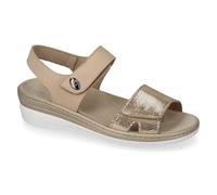 Valleverde Sandalias mujer 56102 de piel platino o plata, zapatos casuales cómodos, ligeros y flexibles, ideales para primavera y verano, Platino, 40 EU